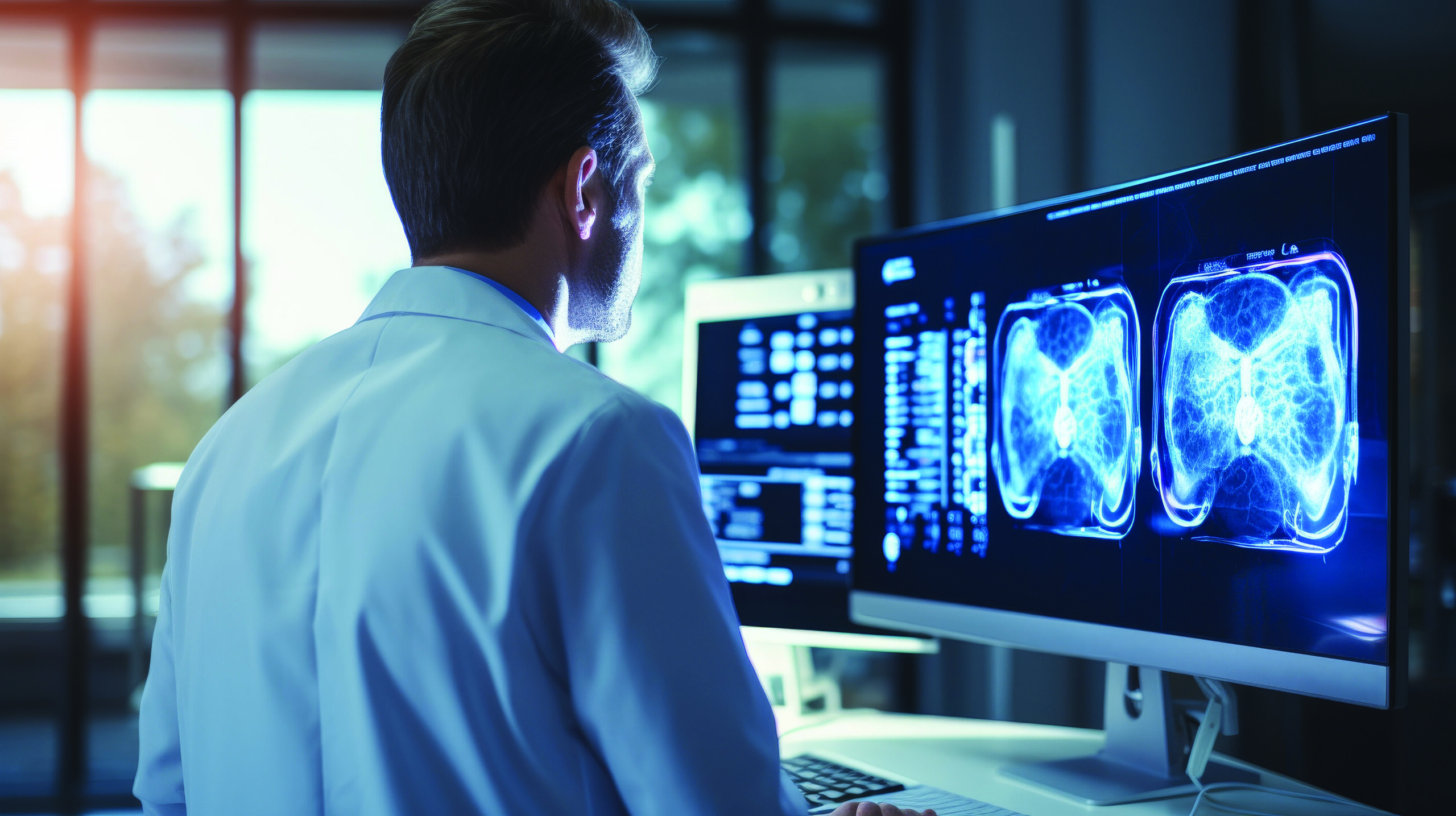 Radiologist Doctor Looking at screen of X Ray